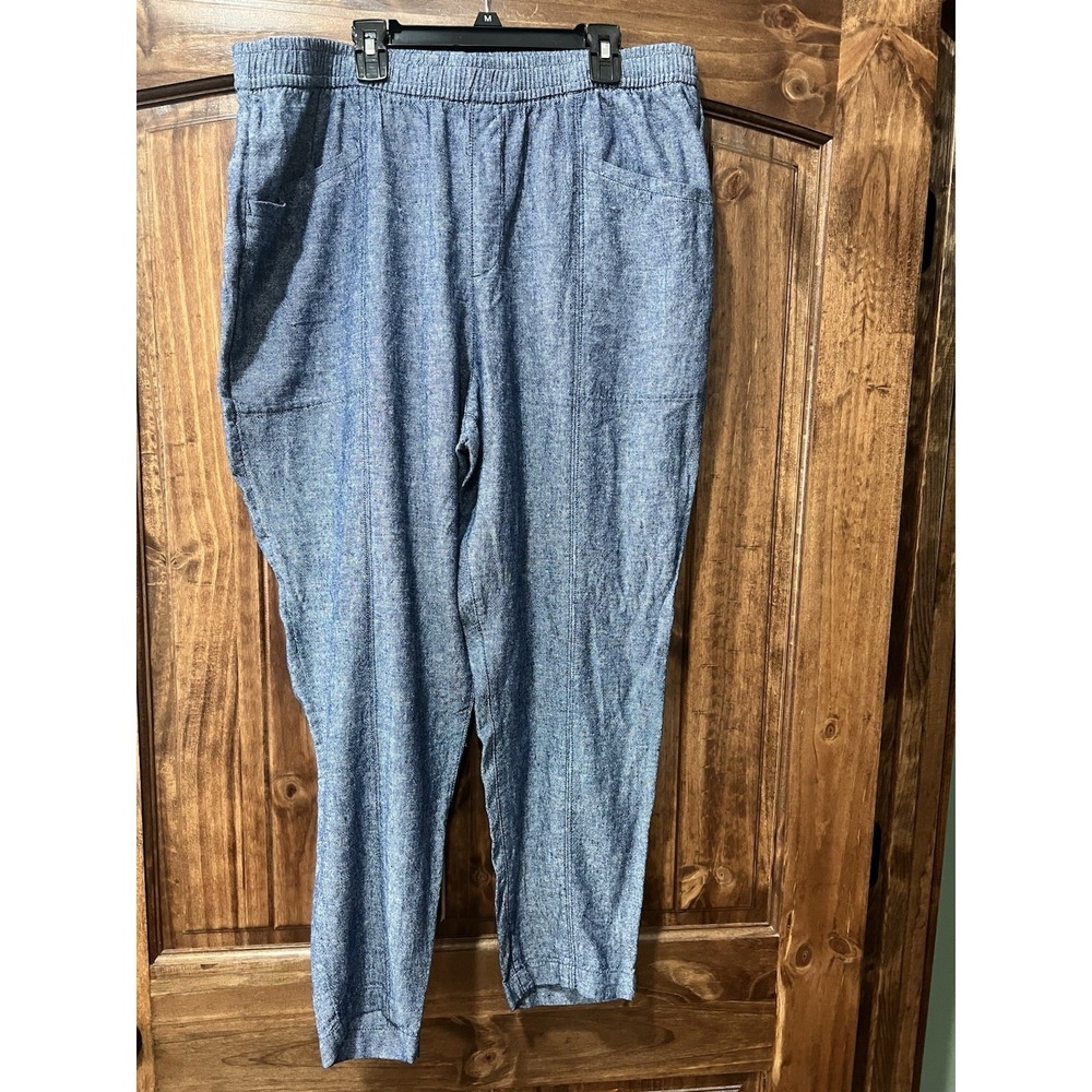 Old Navy Women's Linen Blend Blue Pants Size Large EUC
